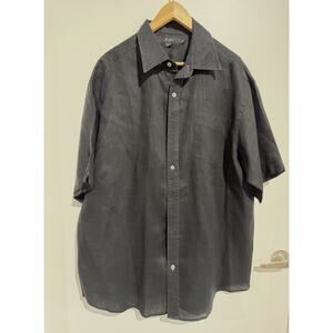 Vtg Sean John Linen Shirt Men's Short Sleeve Button Up Grunge Black XXL